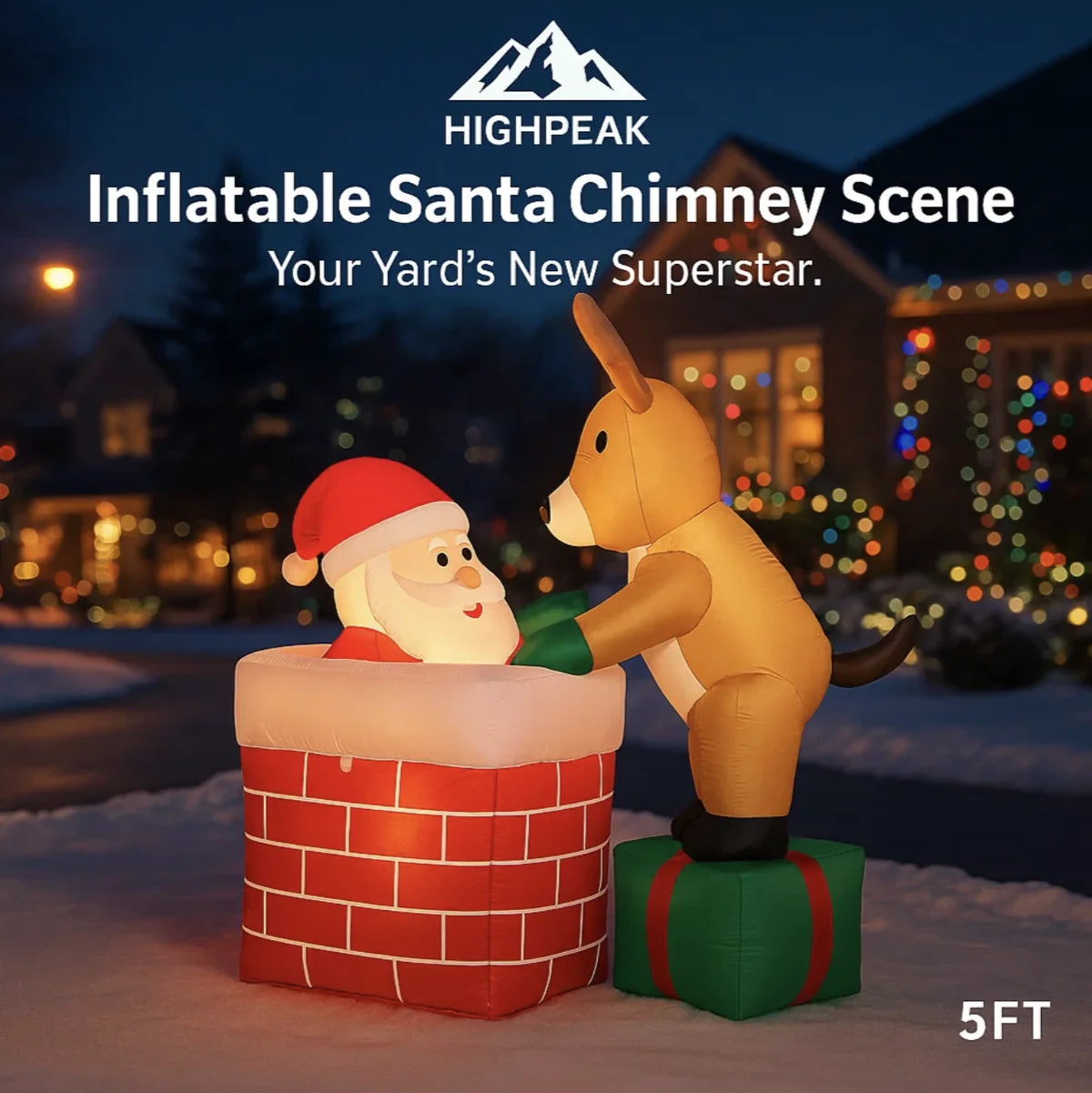 5FT Inflatable Santa Chimney Scene