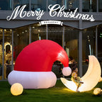 Giant Inflatable Santa Hat displayed outside a storefront