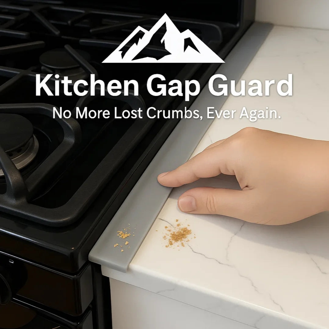 HighPeak Kitchen Gap Guard™ 2pcs heat-resistant silicone stove counter covers blocking crumbs on white countertop.
