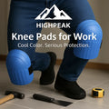 HighPeak Knee Pads for Work in blue with thick EVA foam worn on knees for tile flooring and construction tasks