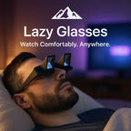 HighPeak Lazy Glasses in black worn by man lying down watching TV comfortably with prism lenses for neck strain relief
