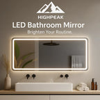 HighPeak LED Bathroom Vanity Mirror with backlit dimmable LED lighting above modern sink in stylish bathroom