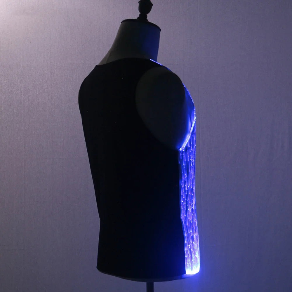 LED Party Tank Top — Black back with blue illumination along the side