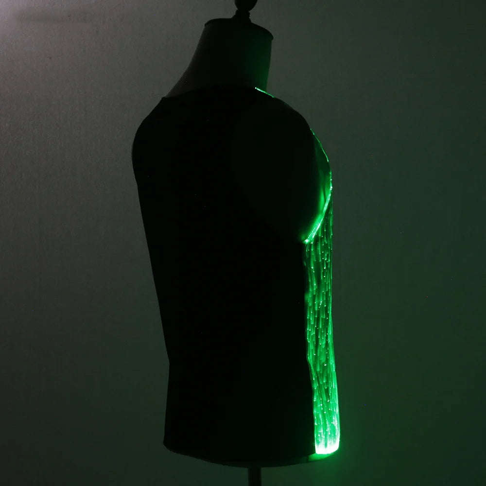 LED Party Tank Top — Black back with green illumination along the side