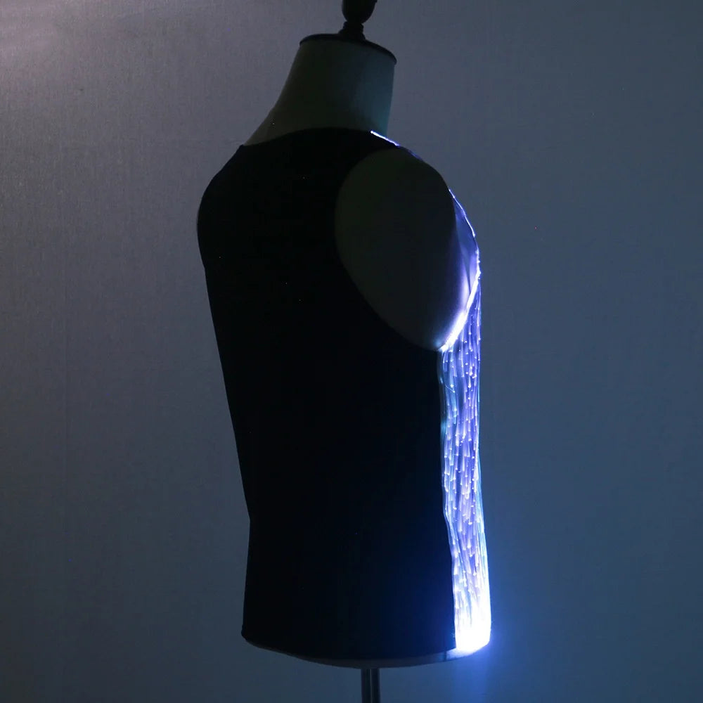 LED Party Tank Top — Black back with multicolor illumination visible along the side