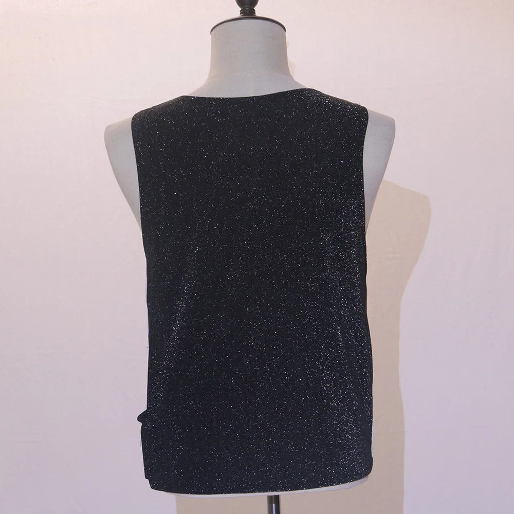 LED Party Tank Top — Full black sparkle back on a mannequin