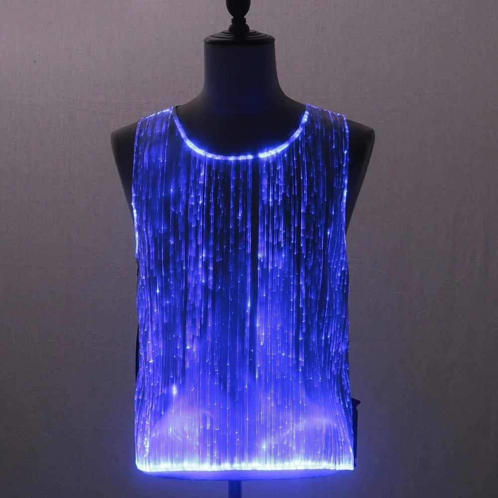 LED Party Tank Top — Blue light across the front panel