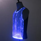 LED Party Tank Top — Blue illuminated front shown at an angle