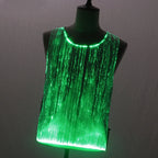 LED Party Tank Top — Green illuminated front in a tilted view