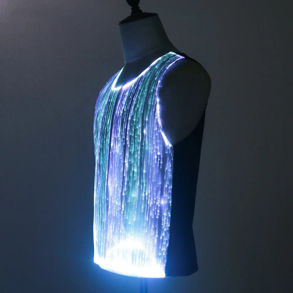 LED Party Tank Top — Multicolor illuminated front and black side panel