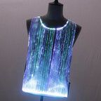 LED Party Tank Top — Multicolor illuminated front in a tilted view