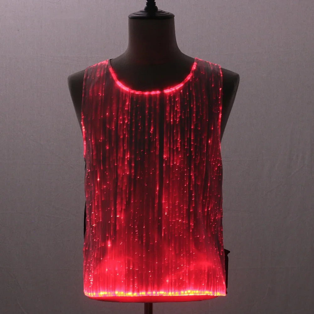 LED Party Tank Top — Red illuminated front on a mannequin