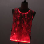 LED Party Tank Top — Red illuminated front in a tilted view