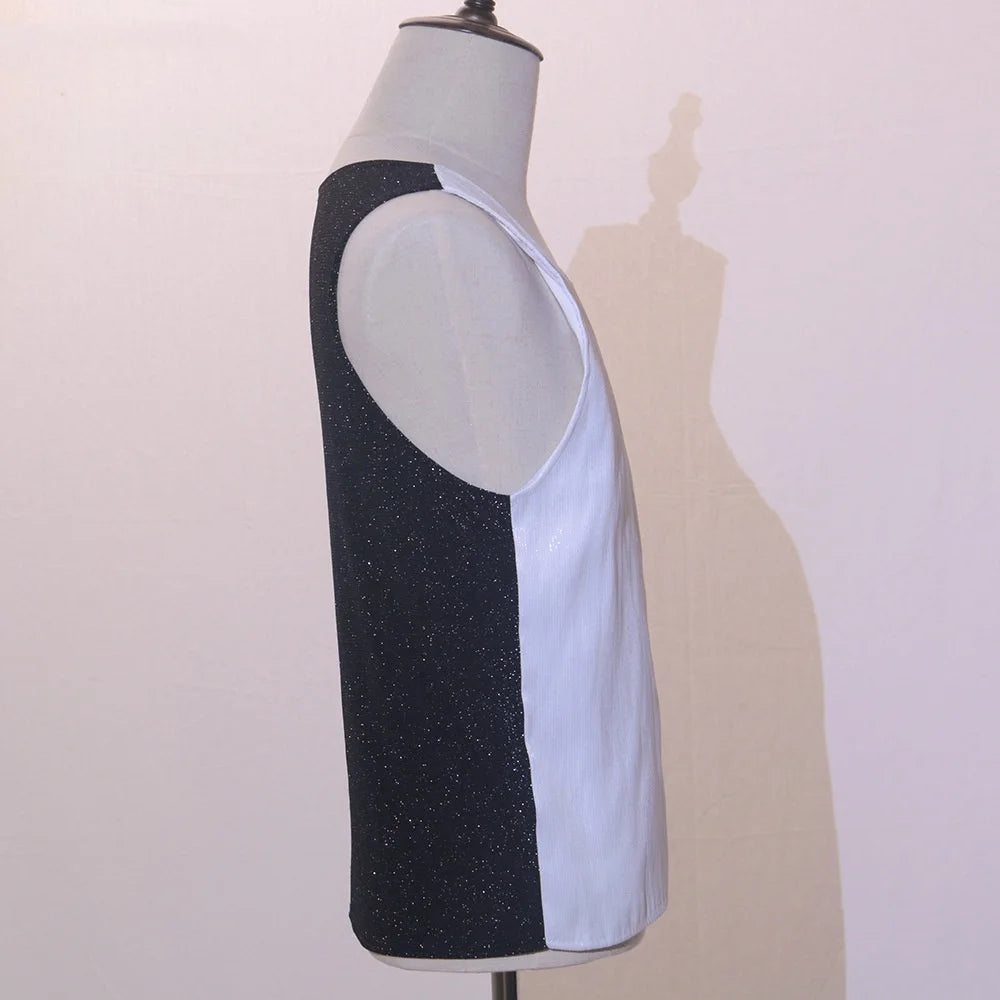 LED Party Tank Top — Unlit white front and black back in side profile
