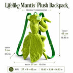 Mantis Plush Backpack dimensions: 27 cm wide, 9 cm deep and 43 cm tall