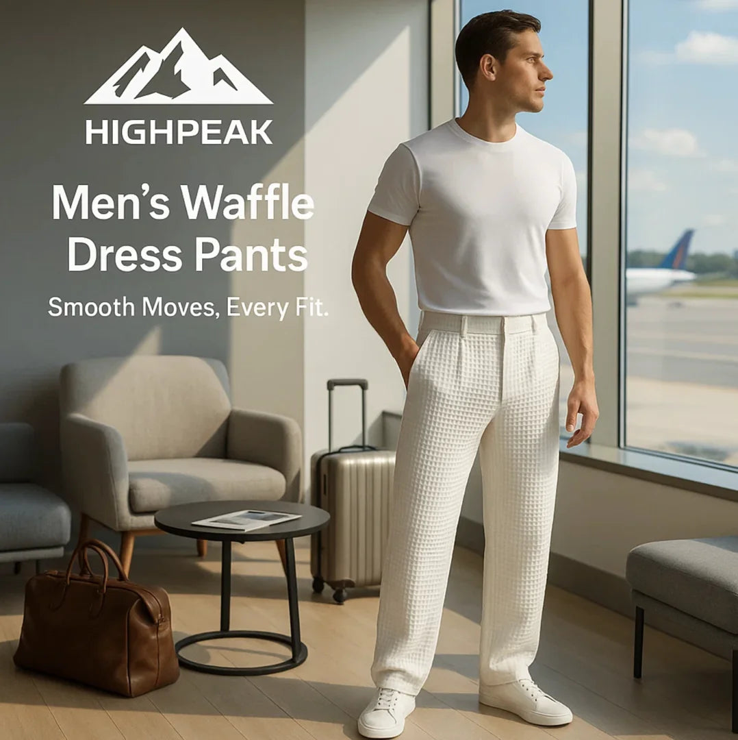 HighPeak Mens Waffle Dress Pants Casual, Comfy & Business-Ready White / XL HighPeak Mens Waffle Dress Pants Casual, Comfy & Business-Ready White / XL