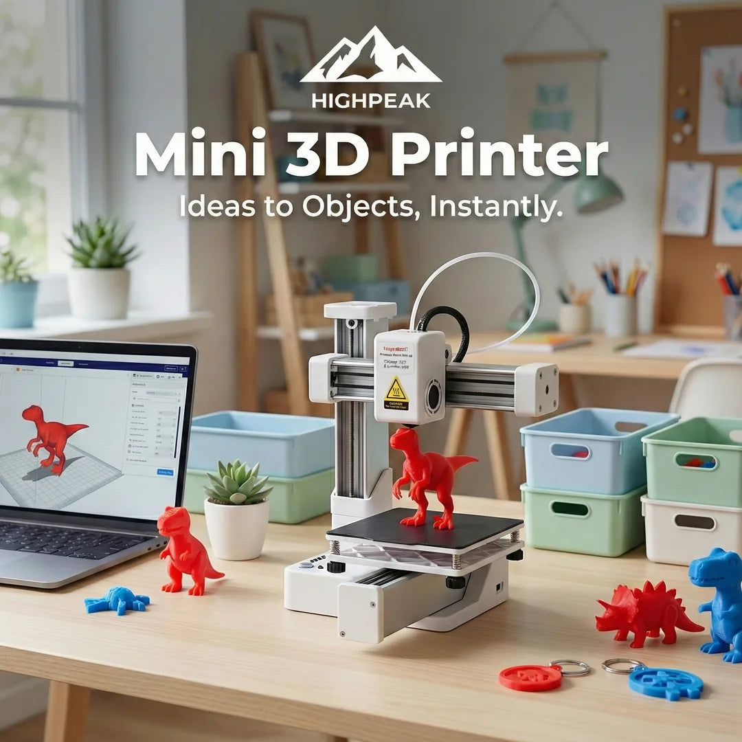 Printer Hero HighPeak Mini 3D Printer for Beginners – One-Key Print, PLA/TPU Comp