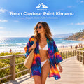 Neon Contour Print Kimono