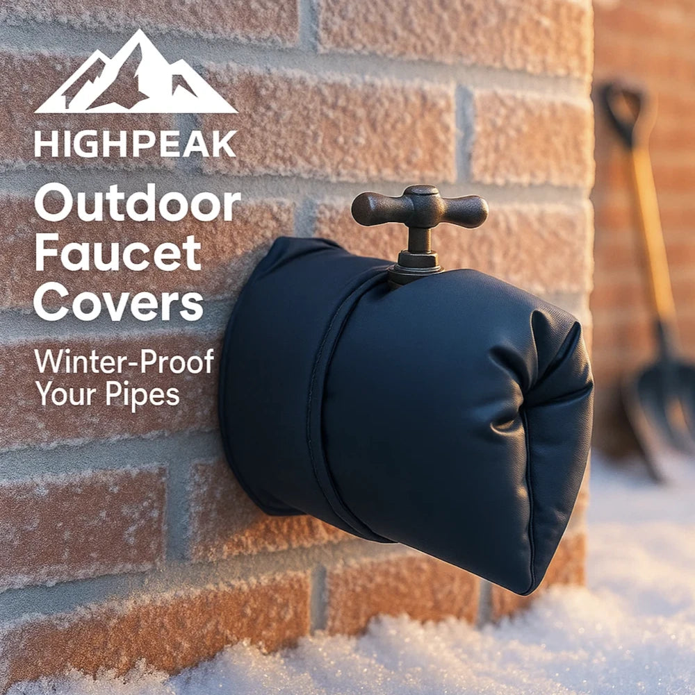 HighPeak Outdoor Faucet Covers 2-Pack in black insulating outdoor faucet for winter-proof pipe protection