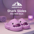 HighPeak Shark Slides in purple with open-toe design and cushy sole, perfect for indoor and outdoor casual wear