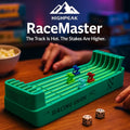 HighPeak RaceMaster green horse racing game with colorful horse pieces and dice on wooden table setup