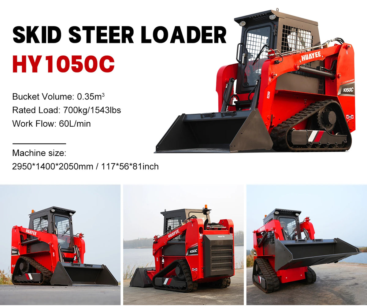Supplier specification sheet for the separate HY1050C tracked loader with operator cage