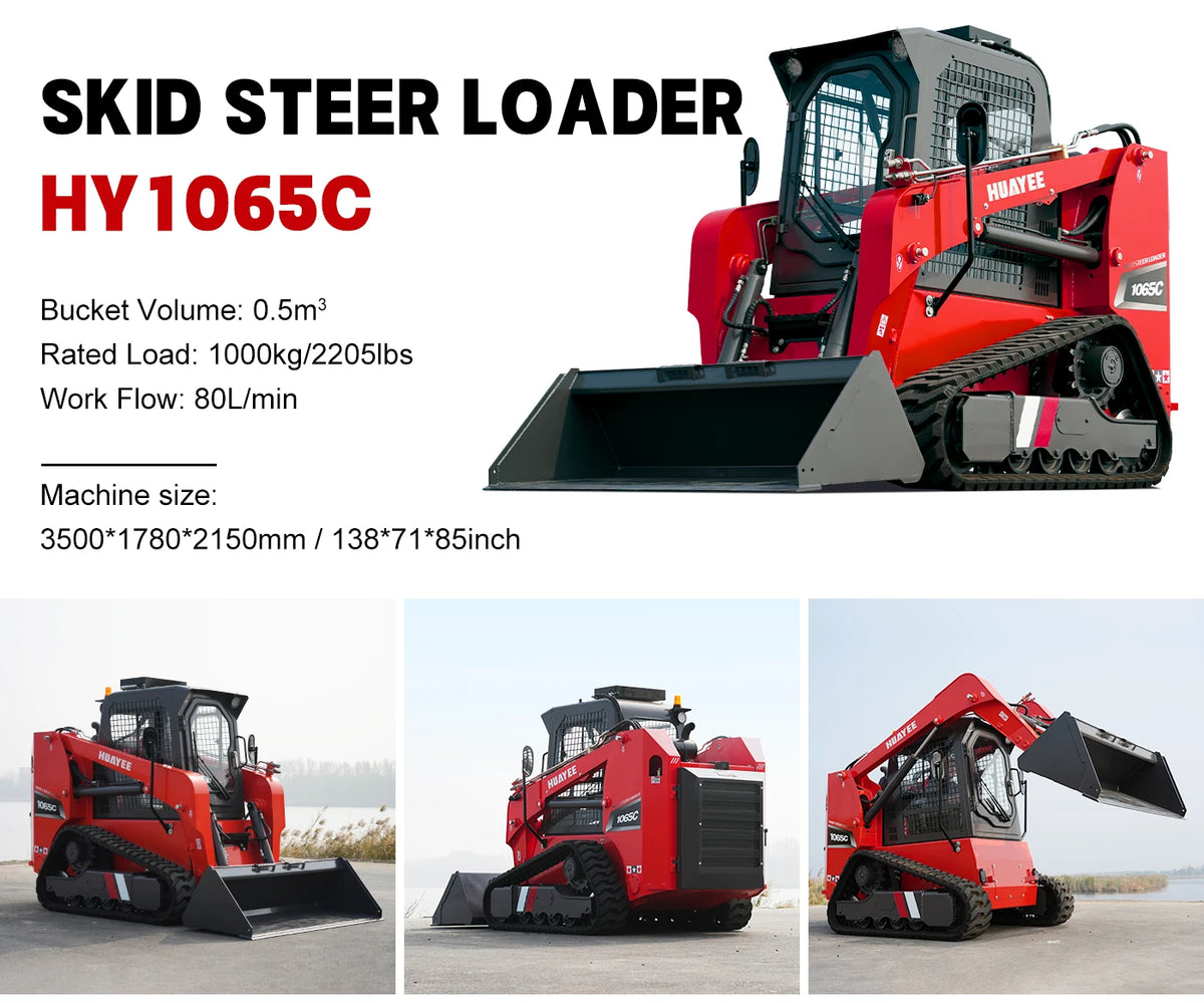 Supplier specification sheet for the separate HY1065C tracked loader with operator cage