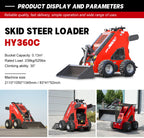 Supplier specification sheet for the separate HY360C stand-on wheeled loader model