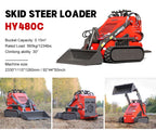 Supplier specification sheet for the separate HY480C tracked stand-on loader model