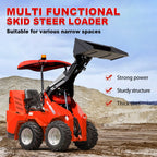 HY480D ride-on skid steer loader with its front bucket raised beside a sand pile