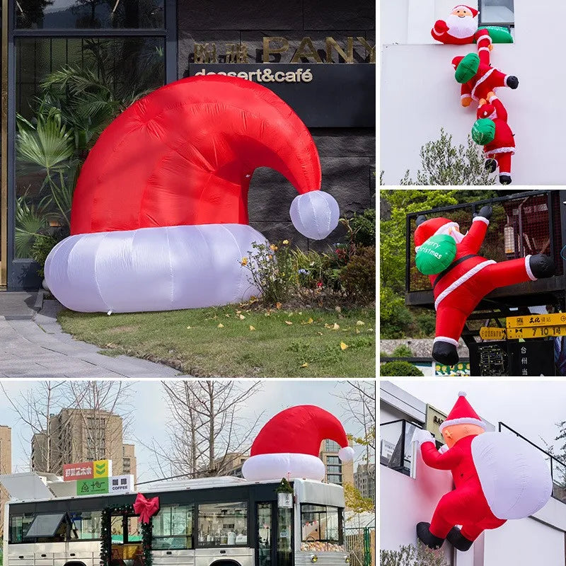 Giant Inflatable Santa Hat installation ideas for roofs and storefronts
