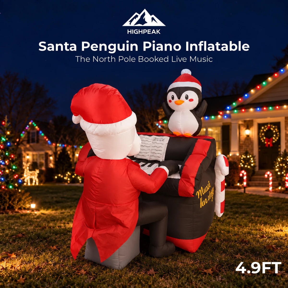 4.9FT Santa Penguin Piano Inflatable