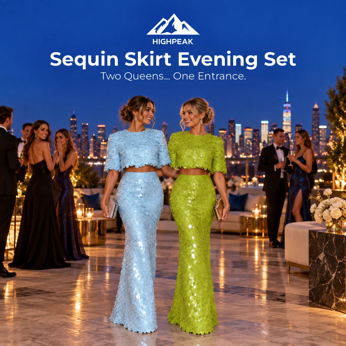 Sequin Skirt Evening Set