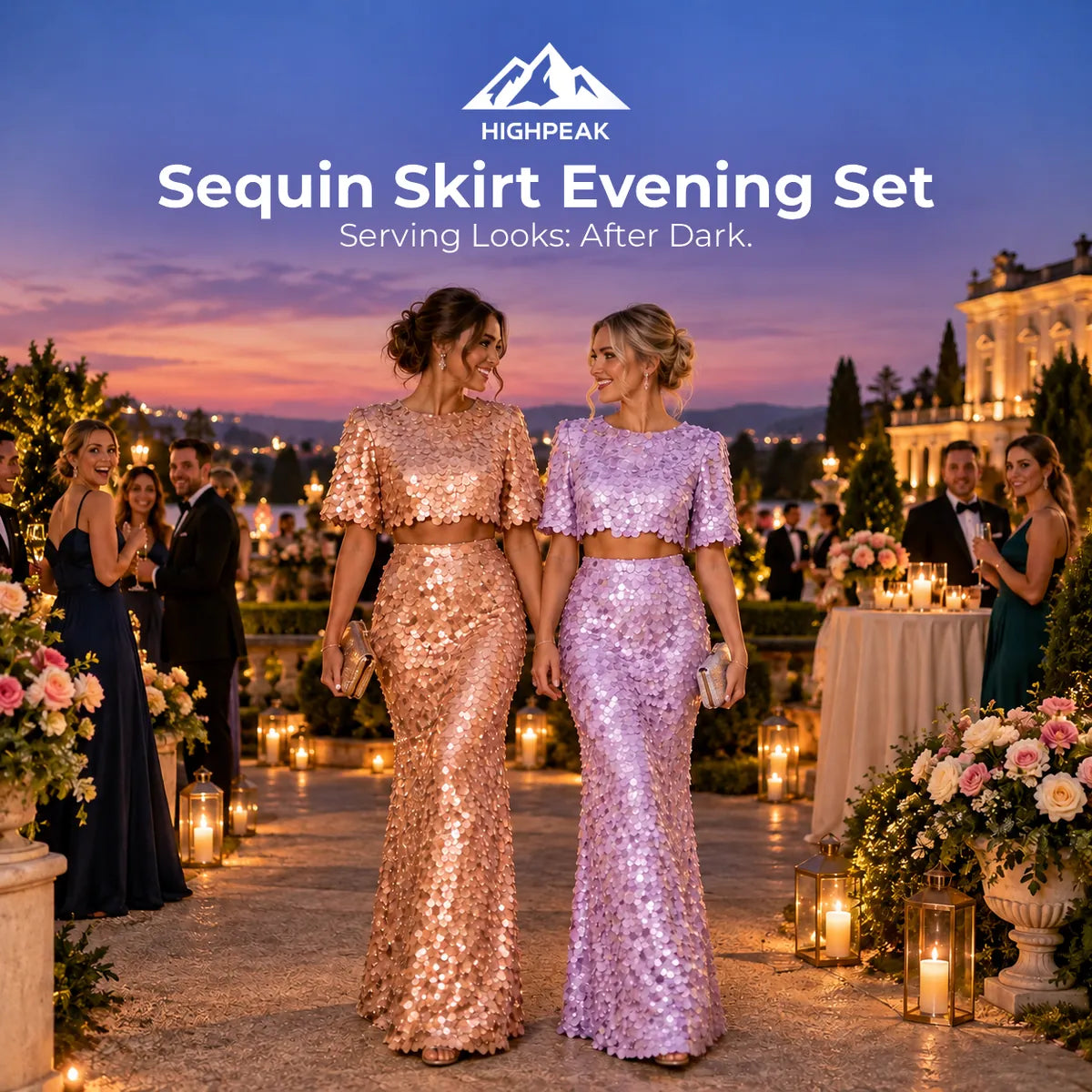 Sequin Skirt Evening Set