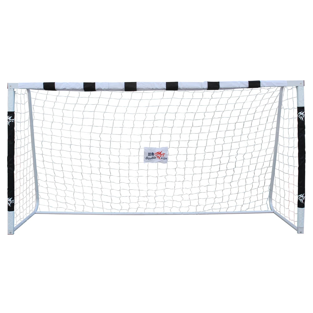 HighPeak Backyard Soccer Goal in white with black accents, weatherproof steel frame and durable net for outdoor play.
