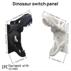 Supplier dimension diagram showing white and black T-Rex Skull Switch Covers with screw-in mounting