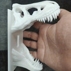 White T-Rex Skull Switch Cover held in a hand to show the skull detail and projecting jaws