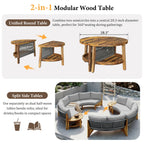 HighPeak U-Shaped Outdoor Sofa Set in gray with modular acacia wood coffee table for versatile backyard lounging and entertaining.