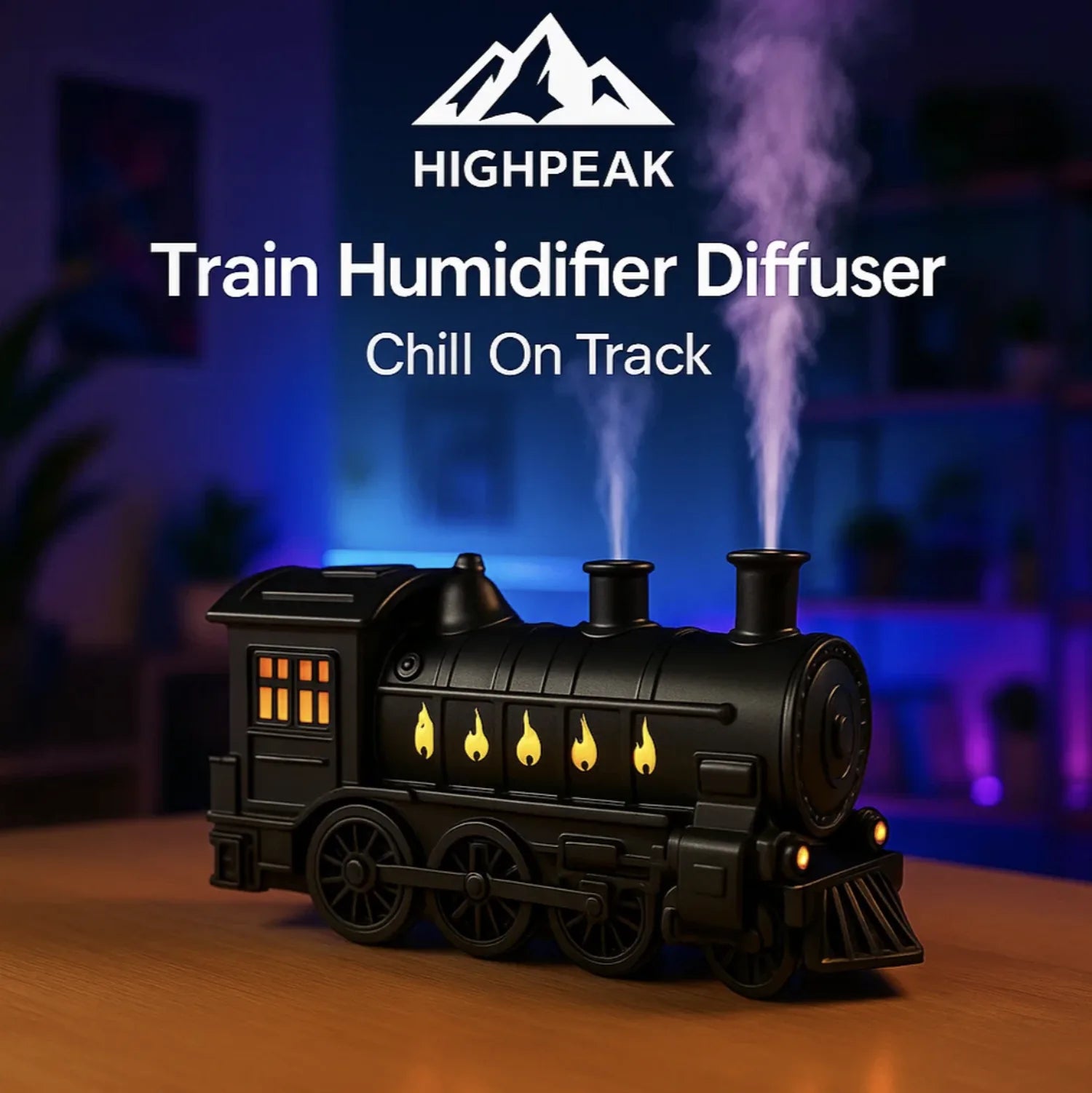 HighPeak Train Humidifier Diffuser – Steam Mist Aroma for Home Office