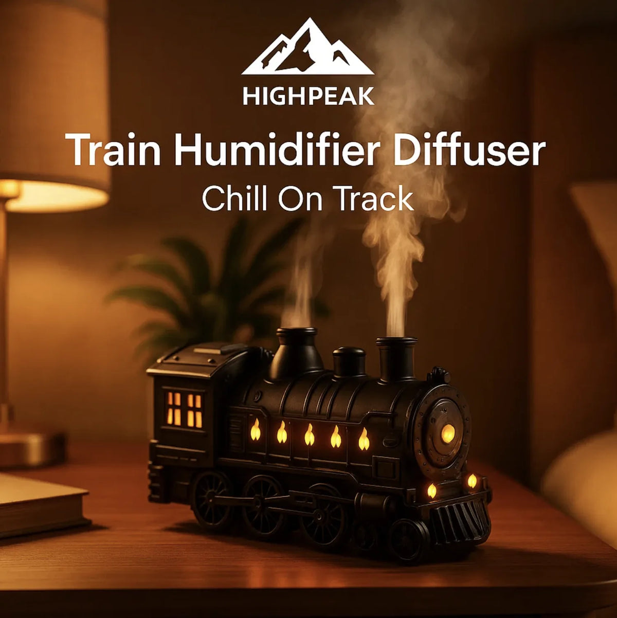 Track Humidifier HighPeak Train Humidifier Diffuser – Steam Mist Aroma for Home Office