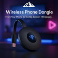 HighPeak Wireless Phone Dongle in black with USB-C connector showing wireless streaming icon on blurred background