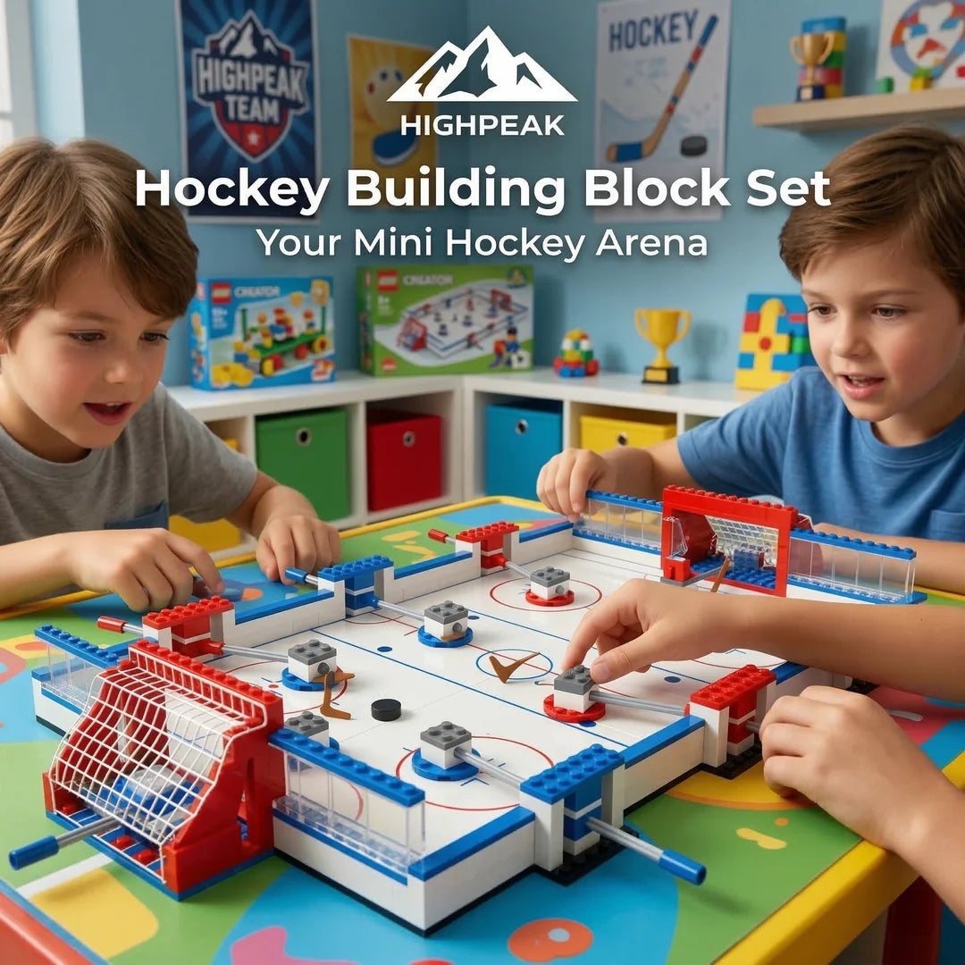 HighPeak Hockey Building Block Set - Ice Rink Toy 506 Pieces