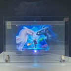 Holographic Window Projection Film glass-mounted demonstration showing two animated dragons.