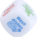 Housework Dice Game rounded cube showing colorful printed household chore prompts