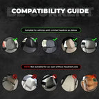 Husky Car Headrest Covers compatibility guide showing supported separate headrests and unsuitable integrated styles.