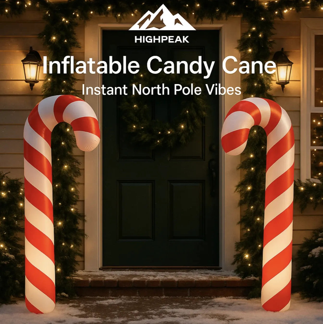 Candy Inflatable HighPeak Inflatable Candy Cane Decor – Giant Christmas Yard Decoration