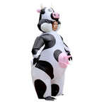 Inflatable Cow Costume supplier side view of the alternate open-face black-headed design, not offered here.