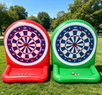 Inflatable Dartboard Game outdoor comparison showing the red and green targets together on grass