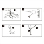 Inflatable Graveyard Set installation guide showing zipper closure, power connection, stakes, and ropes