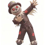 Inflatable Scarecrow Costume in a leaning, raised-arm pose with a patched hat and stitched-smile face.